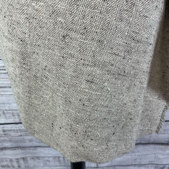 Vintage Liz Claiborne Skirt sz 8 Tan Khaki Wool Tweed Wrap Blanket Fringe Pencil - Picture 5 of 11